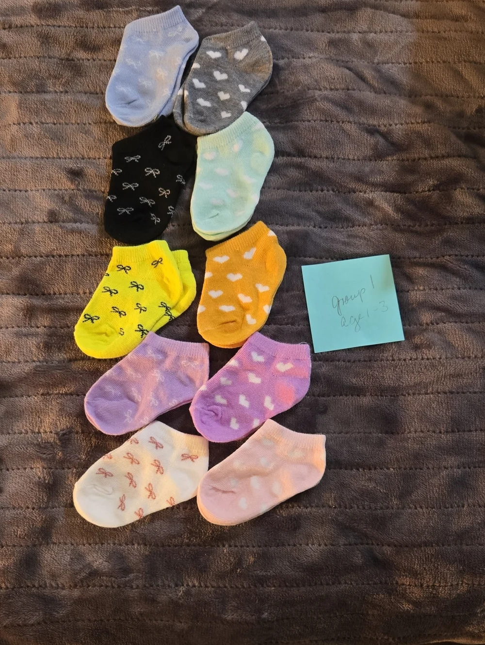 Cute Baby/Toddler No-Show Sock Set - Multi Color Hearts & Bows